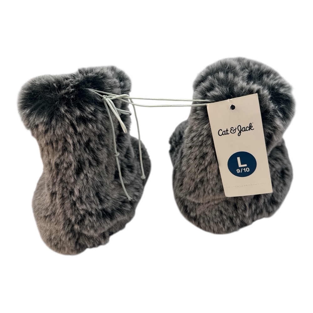 Cat & Jack Toddler’s Soft Gray Faux Fur Bootie Slippers Size Large‎ (9-10) - Picture 4 of 6